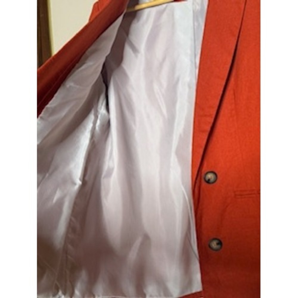 Halston Orange Linen Blend Blazer Tailored Light Shoulder Pads Medium - Picture 4 of 7